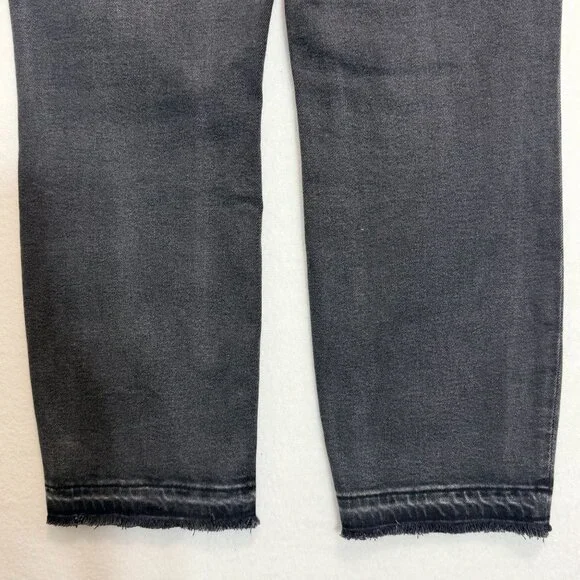 Gap Vintage Slim High Rise Black Denim Jeans Frayed Hem Womens Size 29 Petite - Picture 11 of 13